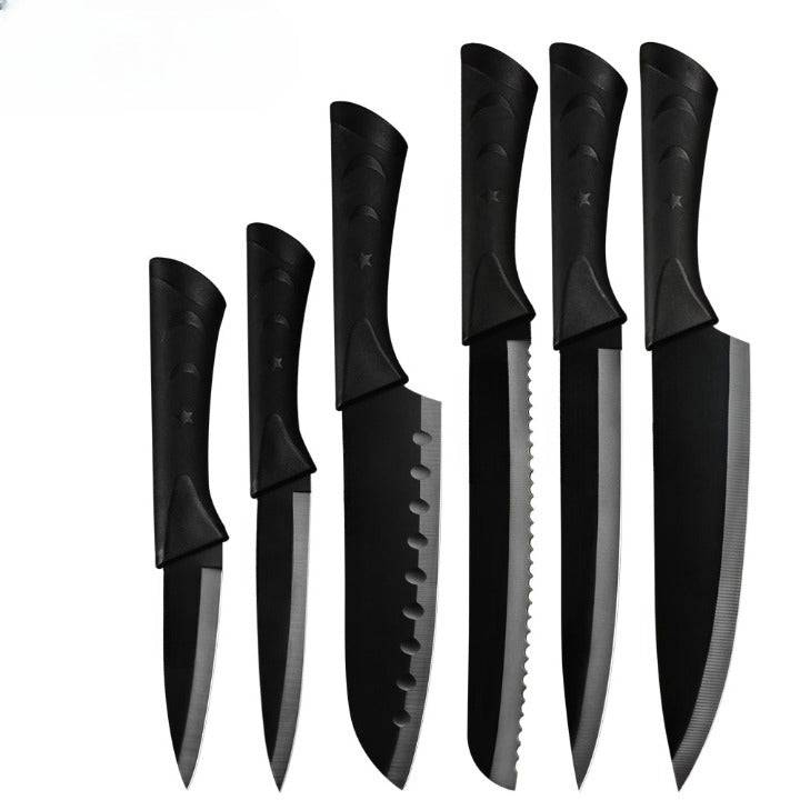 5 Pieces Damascus steel Hammered kitchen knife set, 2 tone Black