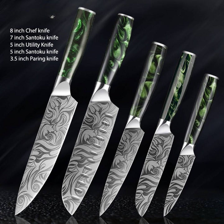 Elite Series】3 Pieces Chef Kitchen Knife Set VG10 Damascus Steel –